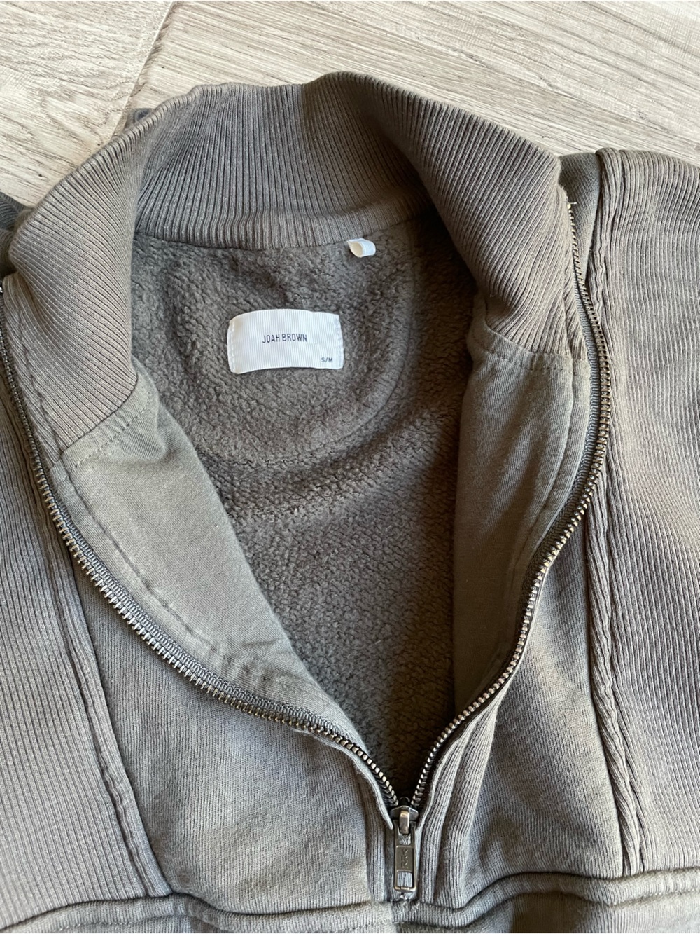 Joah Brown Retro Half Zip Pull Over Sweatshirt In Charcoal Gray Cotton SZ S/M - Picture 6 of 16